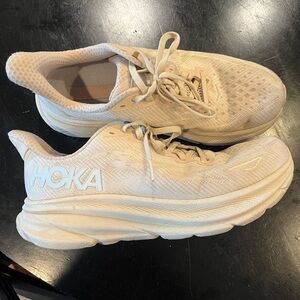 Hoka Clifton eggnog running shoes